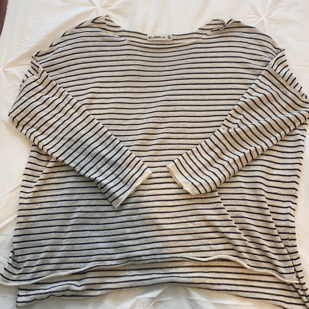 ZARA striped 3/4 sleeve top